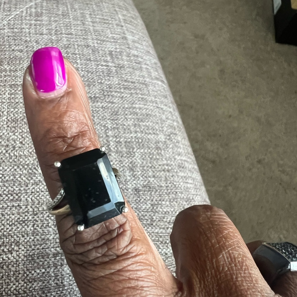 Macy's Silver And Black Statement Ring - image 1